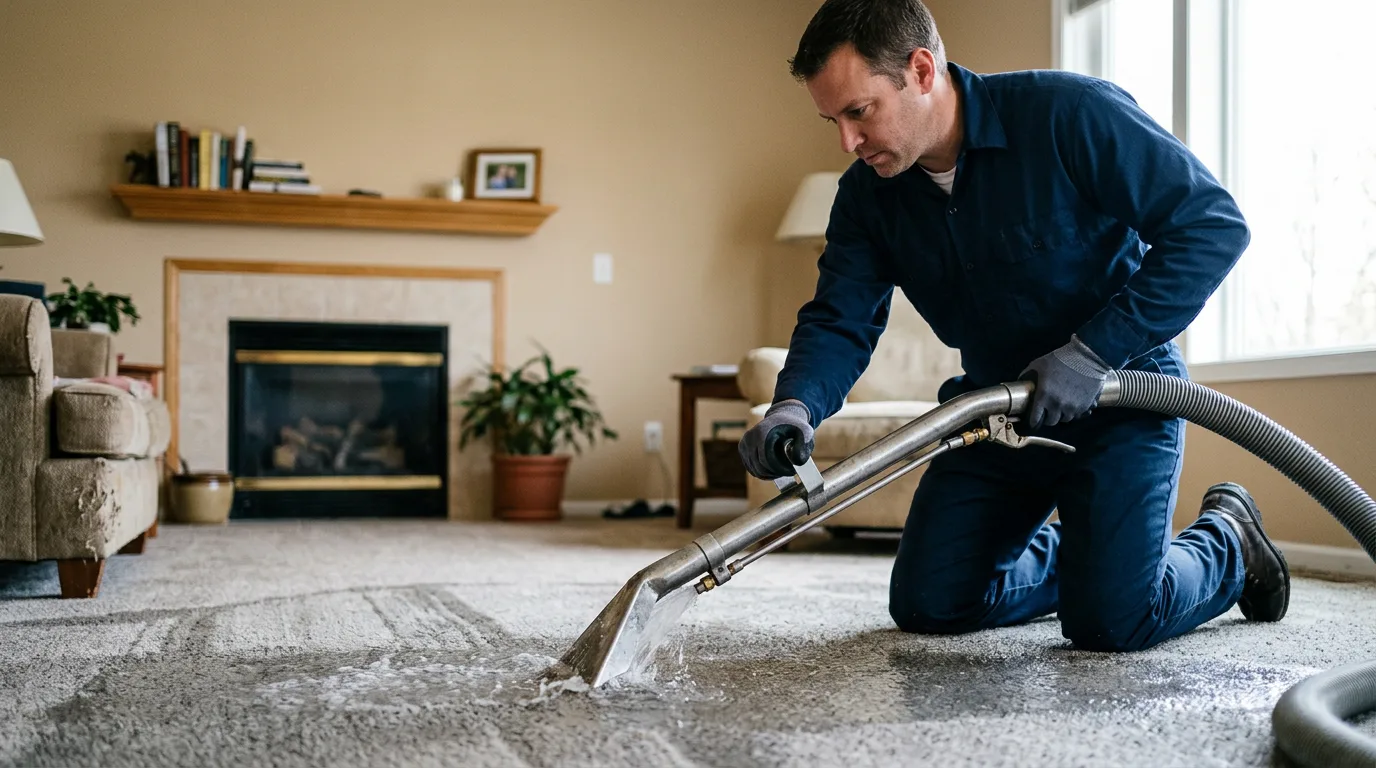 Water damage restoration technician working near Winchester, CA